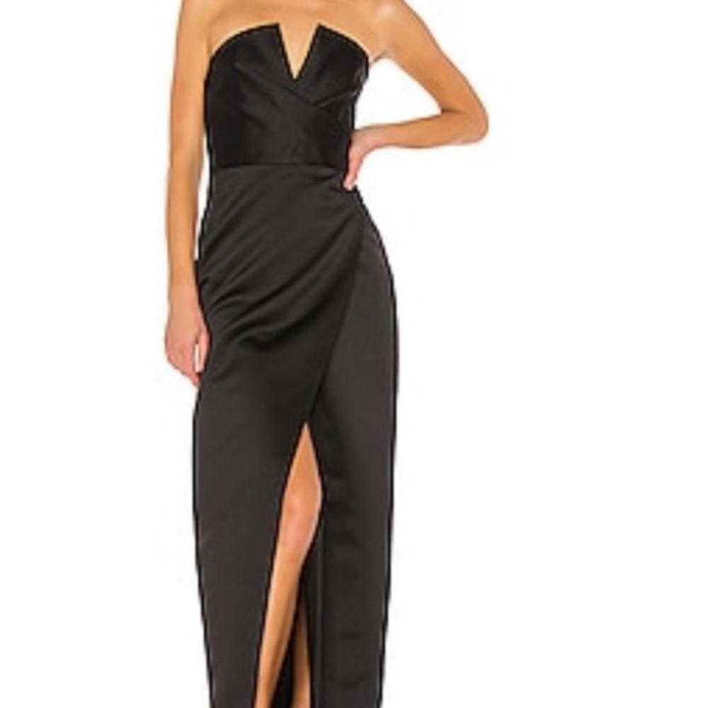 NWT JAY GODFREY Structured Satin Gown in Navy Blue